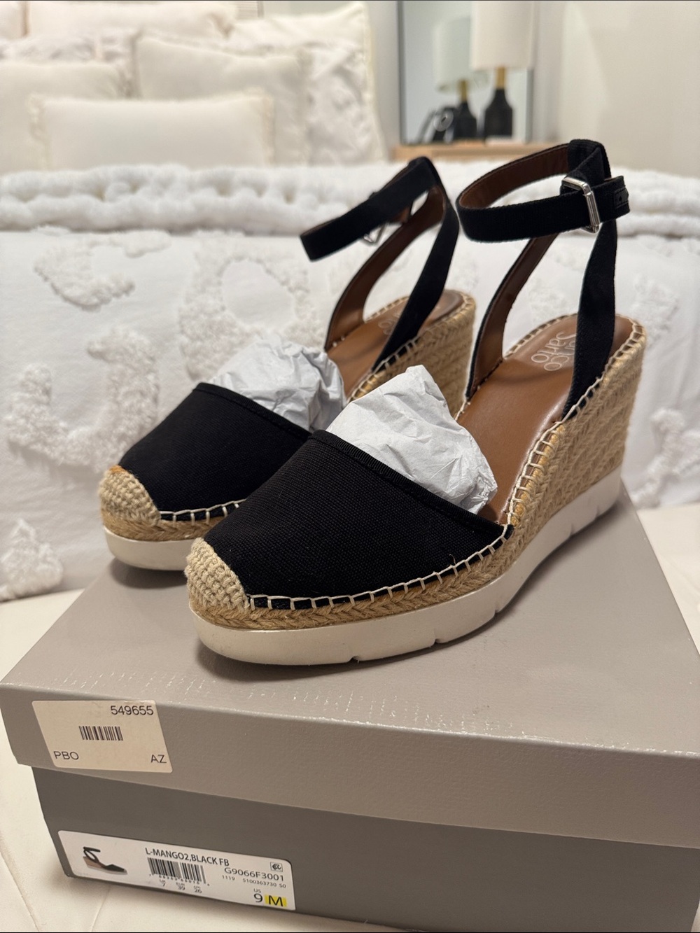 Franco Sarto Black Espadrille Platform Sandals